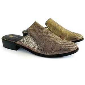 BC Shoes Vegan Mules Slides Women's 9 Slip On Metallic Modern Casual Avant Garde